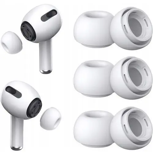 Abc 3 pary gumki nakładki douszne apple airpods pro 2 ii s m l białe słuchawki