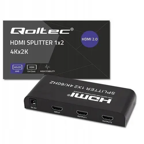 Aktywny rozdzielacz Splitter 2xHDMI 4Kx2K 6Gb/s 60Hz wysoka stabilność