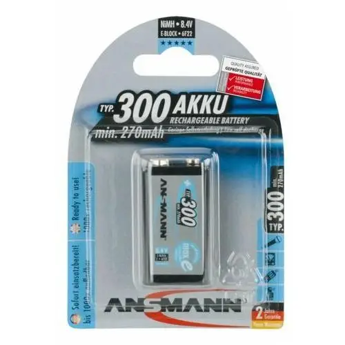 Ansmann akumulator nimh rechargeable battery 9v block / 6f22 typ 300 (min. 270 mah) max 1 pcs
