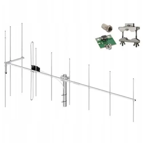 Antena Tv DVB-T2 Dab kierunkowa na pasmo Vhf H/v Dipol 11/5-12 9dBi MUX-8