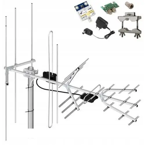 Antena Tv Uhf Vhf Tri Digit Combo H/v DVB-T2 LNA-169 38dBi MUX-8 Dipol