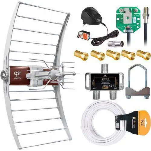 Antena Zewnętrzna Do Tv Naziemnej DVB-T2 Telmor Asr Zestaw Na 2TV 4K+ Kabel