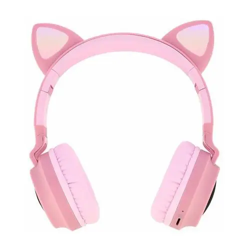 Avizar Słuchawki bluetooth cat ears design light animation 12h - różowe