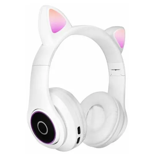 Zestaw Słuchawkowy Bluetooth 5.0 Design Kocie Uszy Z Wbudowanym Mikrofonem Biały
