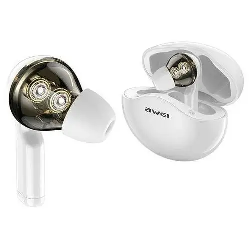 AWEI słuchawki sportowe Bluetooth T12 TWS białe/white
