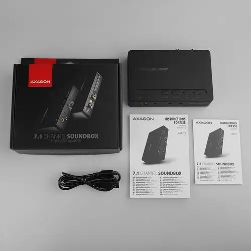 Axagon Zewnętrzna karta dzwiękowa ada-71, soundbox usb real 7.1 audio adapter, spdif in/out