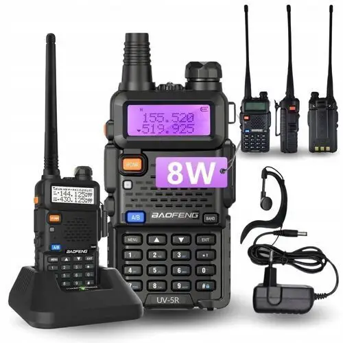 Baofeng UV-5R 8W Krótkofalówka Radiotelefon Walkie Talkie Skaner Vhf Uhf Ce