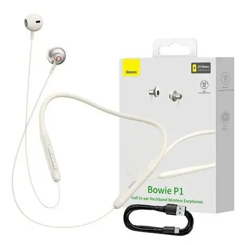 Baseus Słuchawki douszne bezprzewodowe sportowe bowie p1 (beżowe)