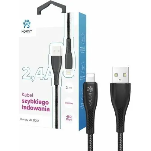 Bez Kabel usb-a - lightning korgy alb20 2m czarny