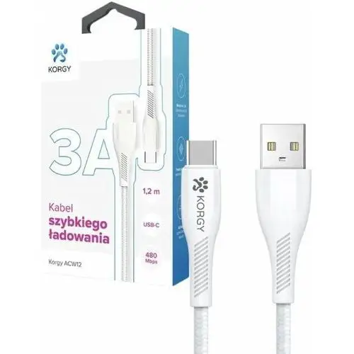 Kabel USB-A - USB-C Korgy ACW12 1.2m Biały