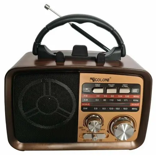 Bezmarkowe Radio vintage prl fm akumulatorowe z bluetooth usb icf-f21 kol.3 brązowy dolny