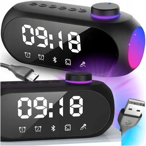 Bezprzewodowy głośnik bluetooth z zegarem cyfrowym budzikiem MP3 Sd Usb