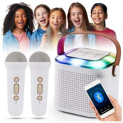 Bezprzewodowy Przenośny Zestaw Karaoke Głośnik Bluetooth Aux 2x Mikrofon