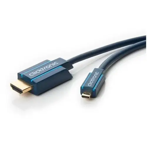 Kabel HDMI clicktronic 70328, [1x złącze męskie HDMI - 1x złącze męskie micro HDMI (typ D)], 2 m, niebieski, Micro-HDMI™ Adapterkabel mit Ethernet