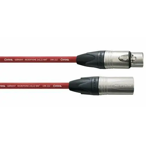 Kabel przewód mikrofonowy XLR 3 m Cordial czerwony