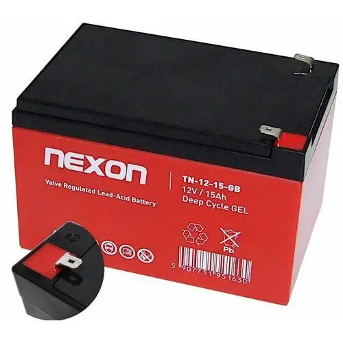 Czerwony Akumulator NEXON żelowy GEL 12V 15Ah UPS ROWER POJAZD