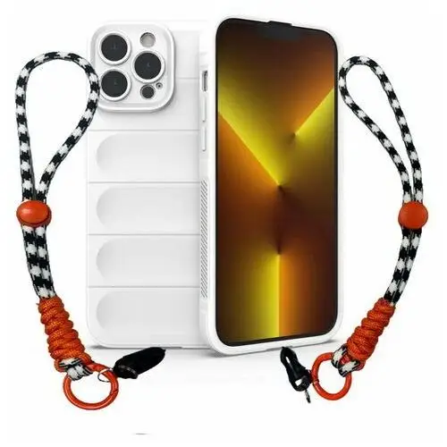 D-pro 3d silicone case wrist rope etui ze smyczą na nadgarstek - iphone 15 plus (white)