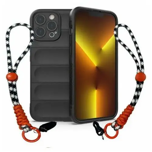 D-pro 3d silicone case wrist rope etui ze smyczą na nadgarstek - iphone 15 plus (black)