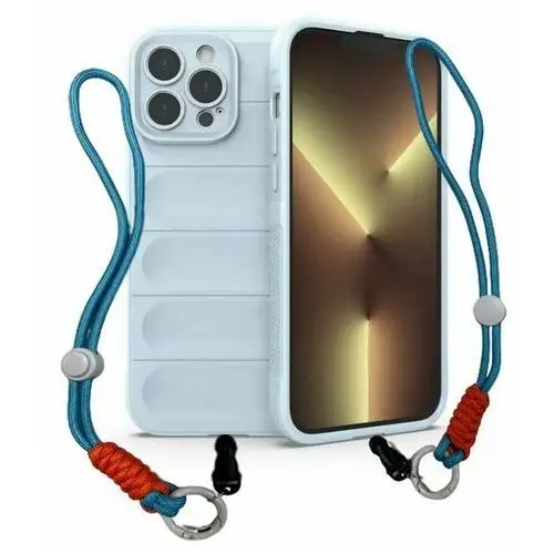 3d silicone case wrist rope etui ze smyczą na nadgarstek - iphone 15 plus (blue) D-pro