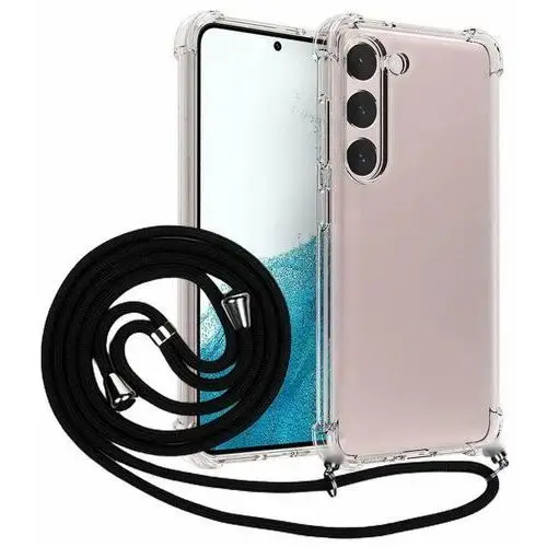 Crossbody tpu etui na sznurku z paskiem na ramię do samsung galaxy s24 (crystal+black) D-pro