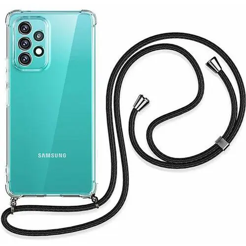 Crossbody tpu etui na sznurku z paskiem na ramię do samsung galaxy s24 ultra (crystal+black) D-pro