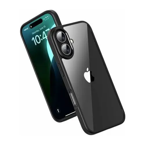 Etui D-Pro Crystal Hybrid obudowa hybrydowa mocna z czarną ramką do iPhone 16 (Przezroczysty/Czarny)