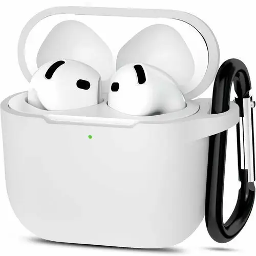 D-pro Etui silicone case silikonowa obudowa z metalowym karabińczykiem do apple airpods 4 (2024) (biały)