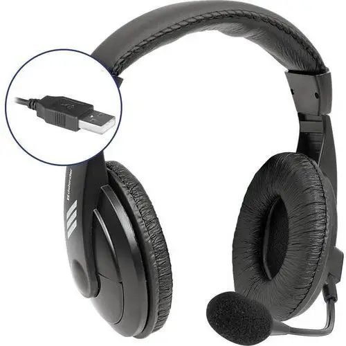 Defender Gryphon 750U, słuchawki z mikrofonem, regulacja głośności, czarna, zamykane, USB