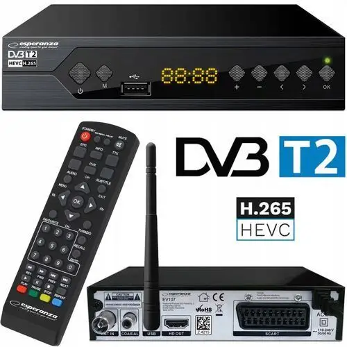 Dekoder Tuner Telewizji Naziemnej Full DVB-T2 Hevc