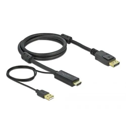 Delock Kabel HDMI(M) - > DISPLAYPORT(M) 4K 1M ZASILANY USB A(M) CZARNY