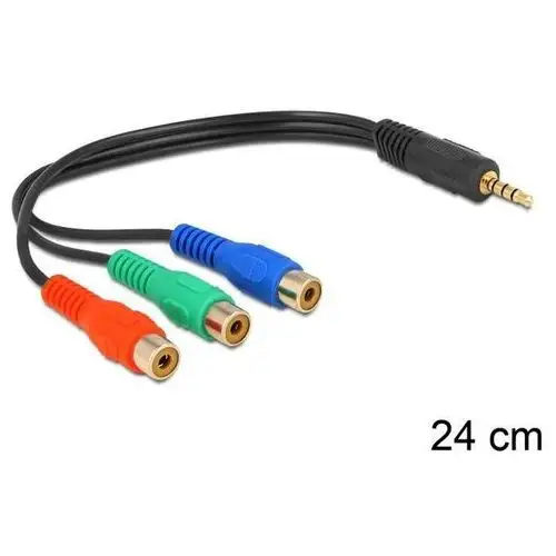 Kabel Delock RCA (Cinch) x3 - Minijack 3.5 4 pin 0.25m Czarno-czerwono-niebiesko-zielony (62499)