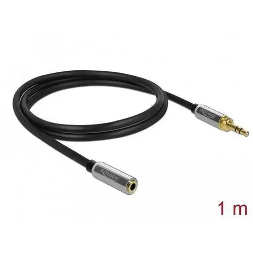Przedłużacz audio minijack 3.5mm m/f 3 pin + przejściówka nakręcana jack 6.35mm 1m czarny Delock
