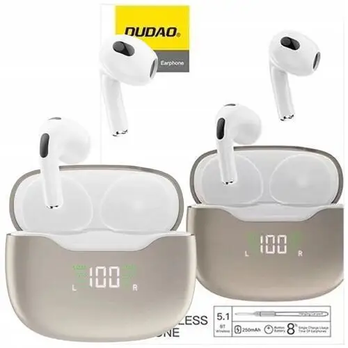 Dudao Słuchawki Bezprzewodowe Bluetooth Douszne Głośne Wytrzymałe Tws Białe