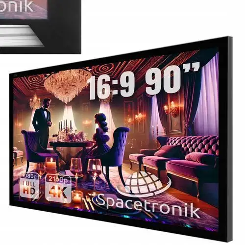 Ekran Projekcyjny Ścienny Rama Aluminiowa Loft 90" cali 4K Hd Kino Domowe