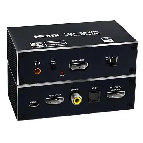 Ekstraktor Hdmi 2.1 Toslink Konwerter Atmos 7.1 eARC Hdcp 2.3 8K 4K 120Hz