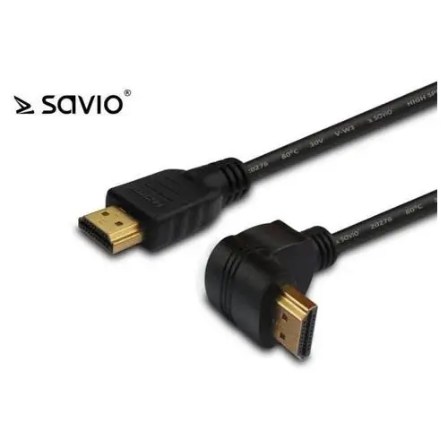 Savio cl-109 kabel hdmi złoty v2.0, 3d, 4kx2k, miedź, 3m, kątowy, blister Elmak