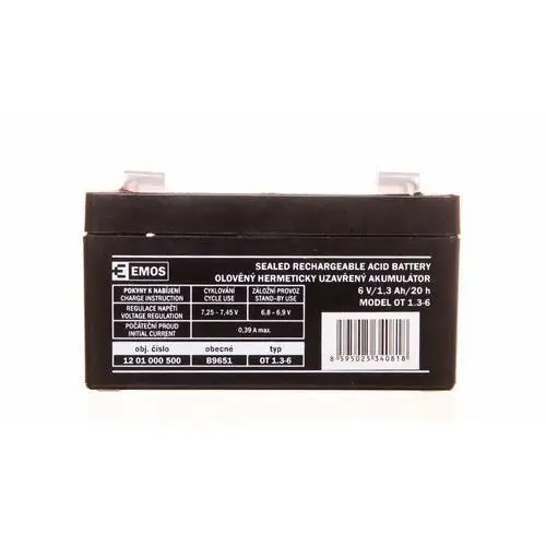 Akumulator ołowiowy agm 6v 1,3ah f4,7 b9651 Emos