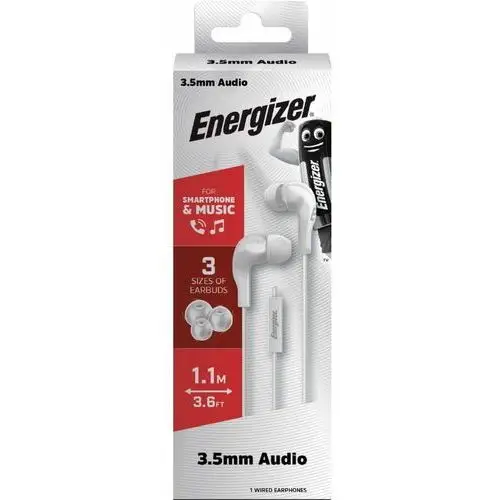 Energizer classic cia5 - słuchawki przewodowe jack 3,5 mm (biały)