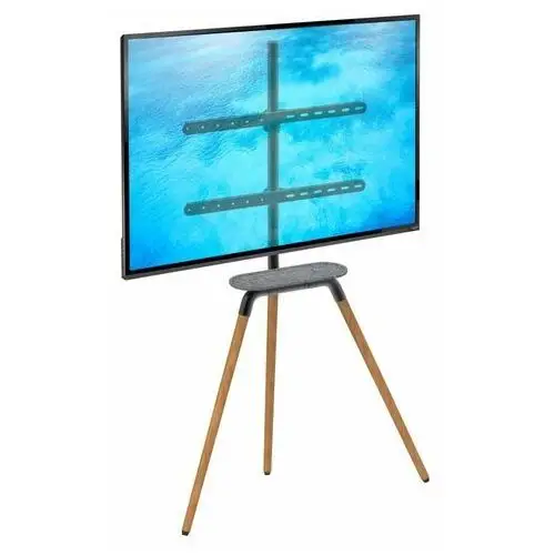 Ergosolid Tritonix extra b – podłogowy stojak do telewizorów 32″-65″ z półką industrial tripod tv drewno + stal