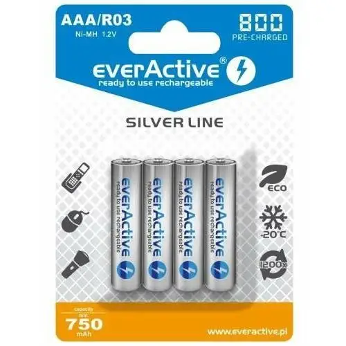 Everactive Akumulator r03 aaa silver line, ni-mh, 750 mah, 1.2 v, 4 szt