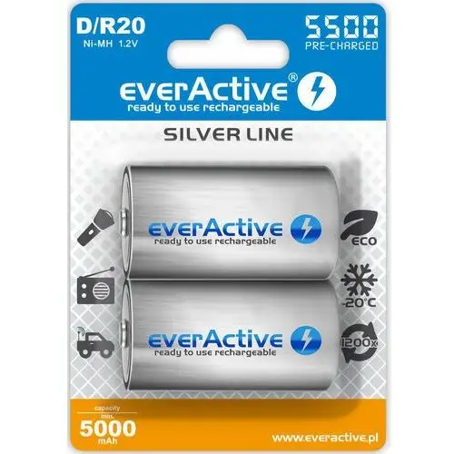 Akumulator R20 D EVERACTIVE Silver Line, Ni-MH, 5000 mAh, 2 szt