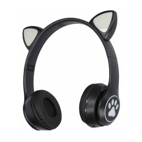 Kids cat-ear wireless headphones czarne słuchawki bezprzewodowe, dla dzieci, kocie uszy, bluetooth 5.0, oświetlenie rgb Extralink