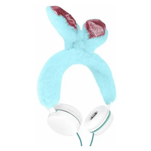 Gjby Słuchawki przewodowe jack 3,5mm z niebieskim futrzanym uchem królika