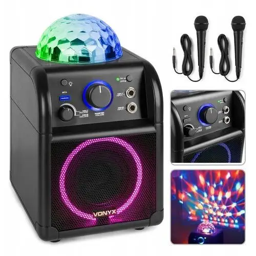 Głośnik bluetooth karaoke 2x mikrofon efekt Led