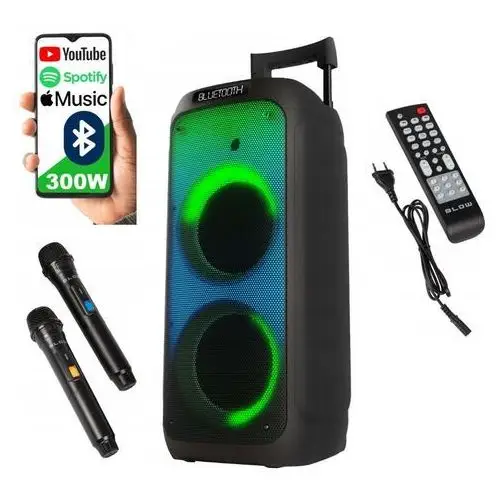 Głośnik Bluetooth Karaoke 2x Mikrofon Usb Sd Radio Fm Dj Wodzirej Sylwester