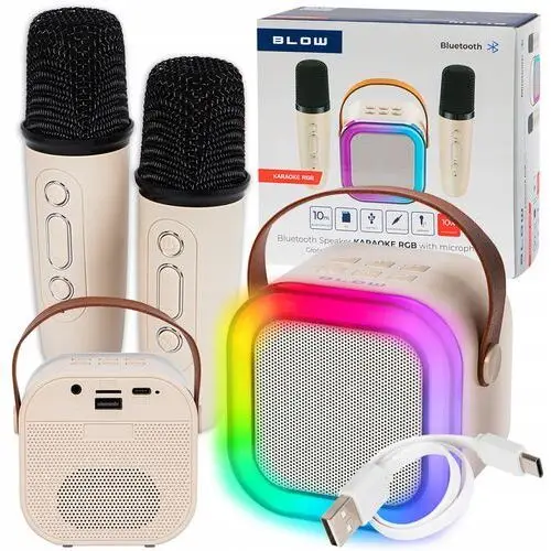 Głośnik Bluetooth Przenośny Karaoke Rgb 2 Mikrofony Usb Sd Mini Jack