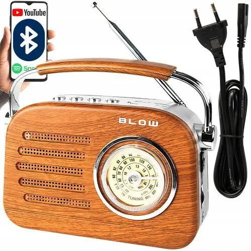 Głośnik Bluetooth Retro Radio Kuchenne Budowlane Przenośne Fm Na Baterie