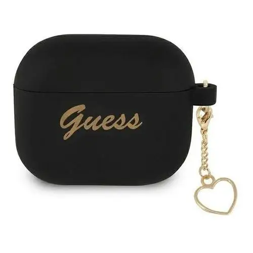 Guess airpods 3 cover czarny silicone charm heart
