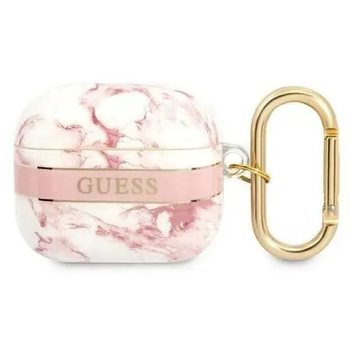 Guess airpods 3 cover różowy marble strap