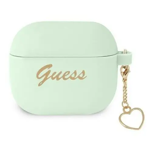 Guess airpods 3 cover zielony silicone charm heart